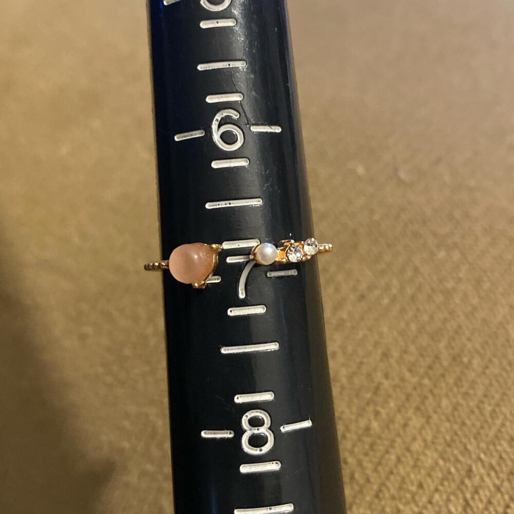 Gold ring with peach gem 7 women jewelry dainty cottagecore fairycore